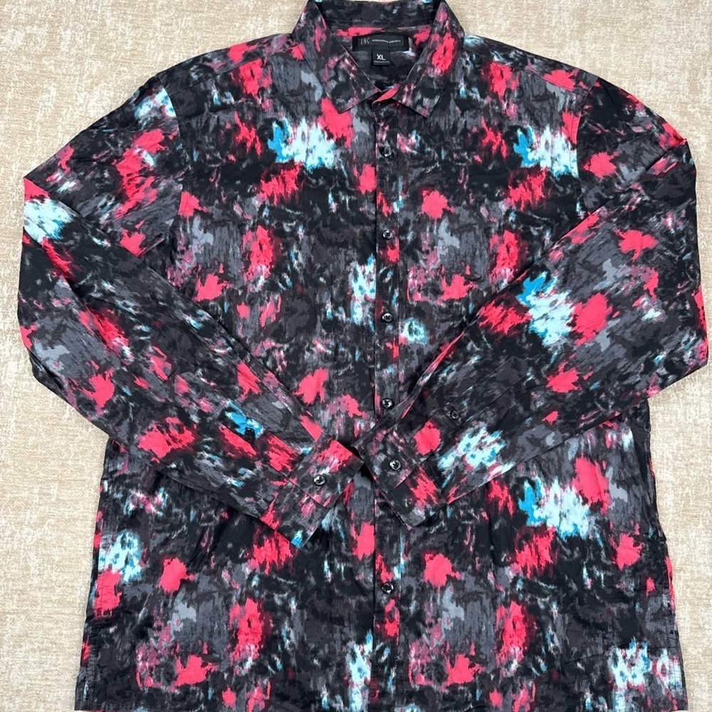 INC INTERNATIONAL CONCEPTS MEN'S ABSTRACT MULTI-COLOR LONG SLEEVE SHIRT SIZE XL